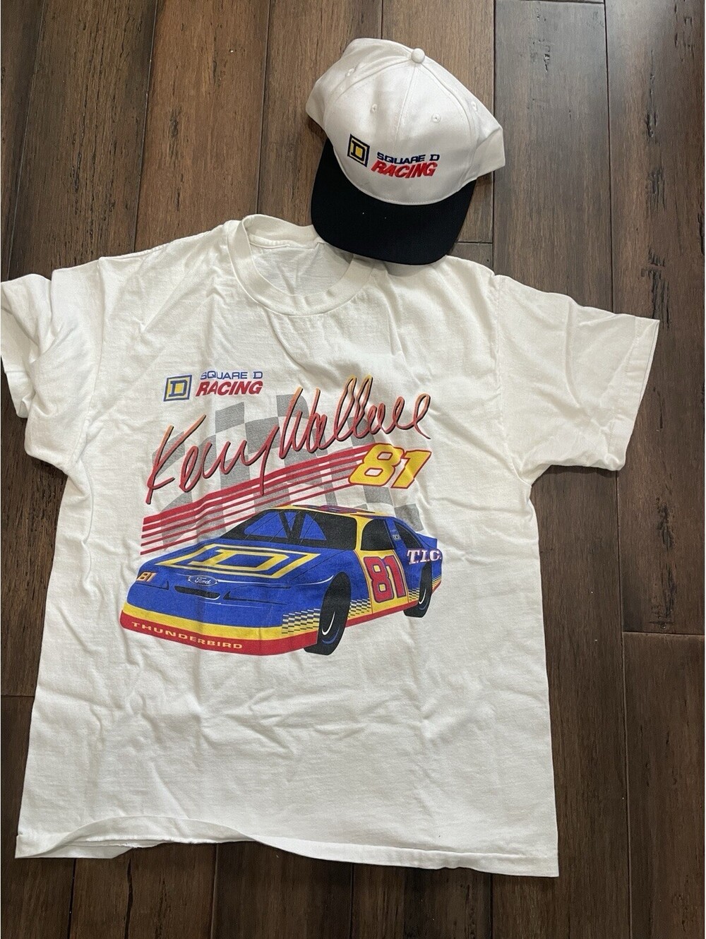 Square D Racing Trucker Hat Snapback with T-Shirt Size L